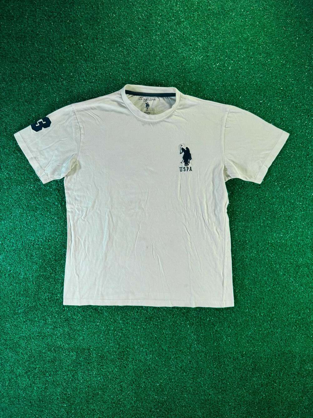 U.S. Polo Assn. Men's XL White T-Shirt with Large Logo and Sleeve Patch